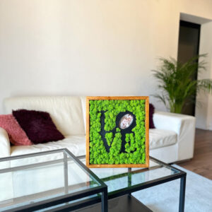 Machový fotorámik LOVE zelený